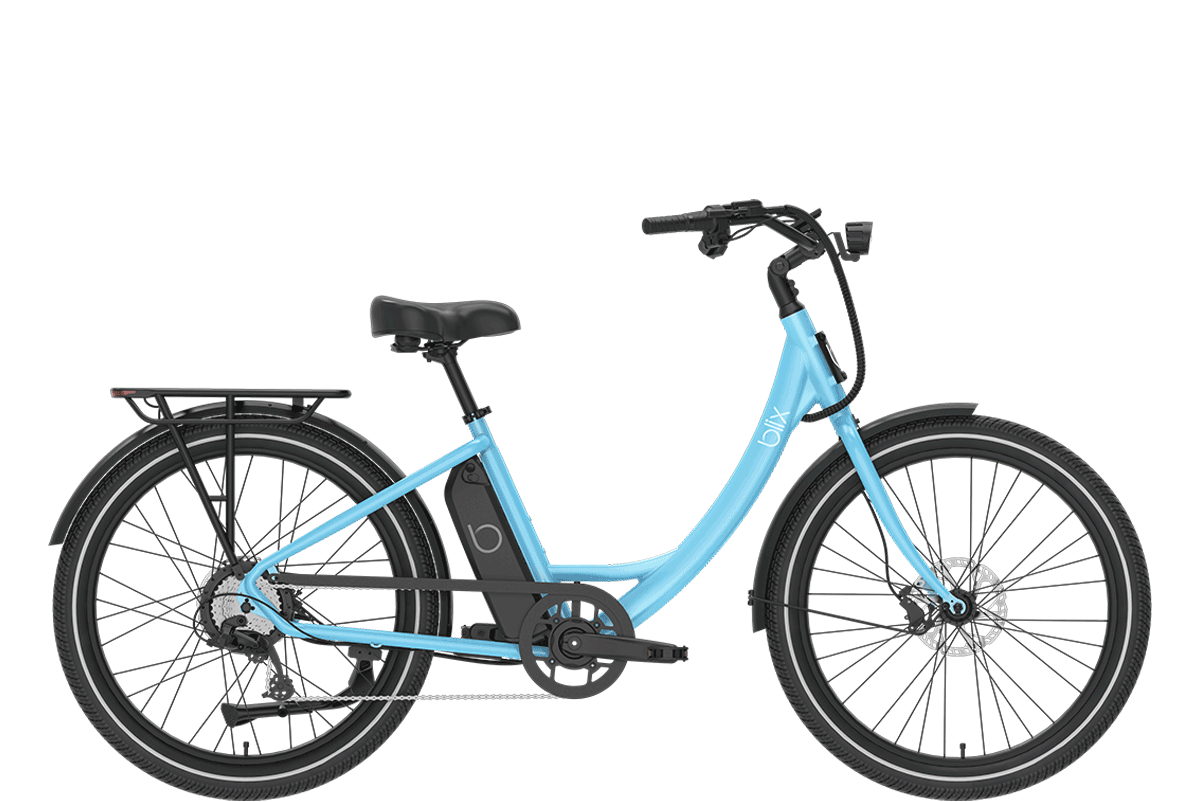 Blix Sol X Cruiser Electric Bike, 8-Speed Shifting, Pedal Assist Sensor, UL Certified, 62 lbs Step-Through Ebike, Sky Blue